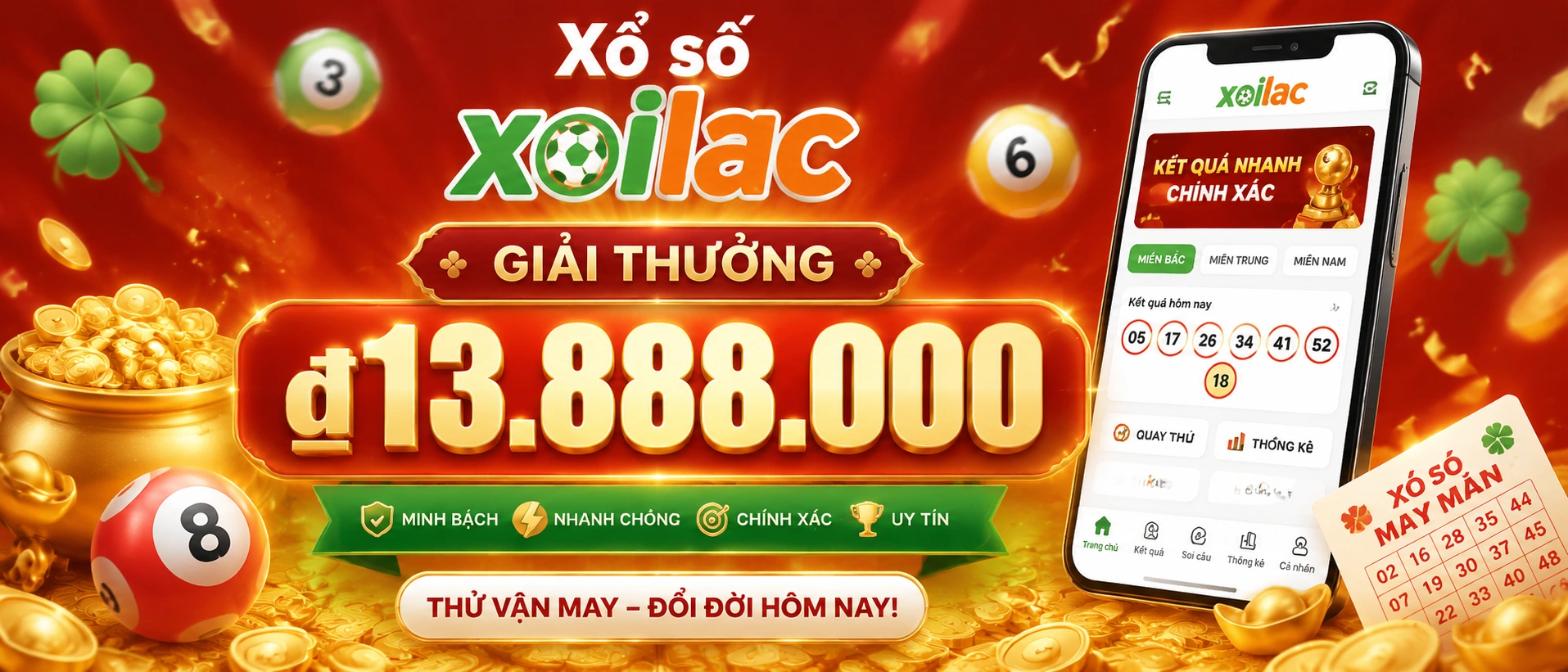 Xổ Số XOILAC - giao diện tra cứu kết quả theo khu vực